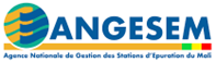 Logo de l'ANGESEM avec texte bleu et jaune sur fond blanc, accompagné d'un motif circulaire bleu et jaune.