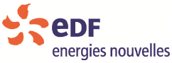 Logo d'EDF Énergies Nouvelles avec un symbole orange à gauche et le texte en bleu à droite.