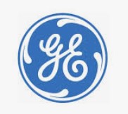 Logo bleu et blanc avec les lettres stylisées "GE" entourées d'un cercle.