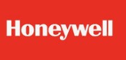 Logo de Honeywell en blanc sur fond rouge.