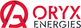 Logo rouge et noir d'Oryx Energies avec lettres stylisées sur fond blanc.