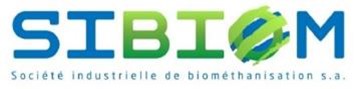 Logo de SIBIOM avec des lettres bleues et vertes, et un motif de globe sur le "O".