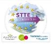 Logo STTE avec une flèche violette sur une carte de l'Europe entourée d'étoiles, accompagné des logos de Les Viviers et Tracasa.