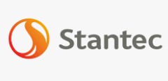 Logo de Stantec avec un symbole orange et rouge à gauche, suivi du texte gris "Stantec" sur fond blanc.