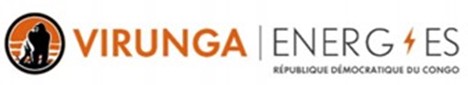 Logo de Virunga Energies avec un gorille noir sur fond orange et texte noir, République Démocratique du Congo.